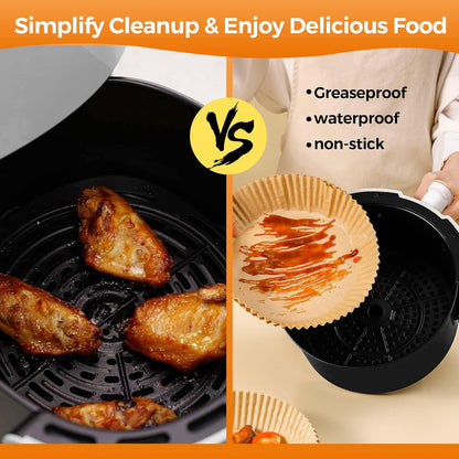 Air Fryer Liners Disposable - 150Pcs 8In Round Parchment Paper for Air Fryer Non-Stick Airfryer Basket Liners for Steamer Microwave Oven