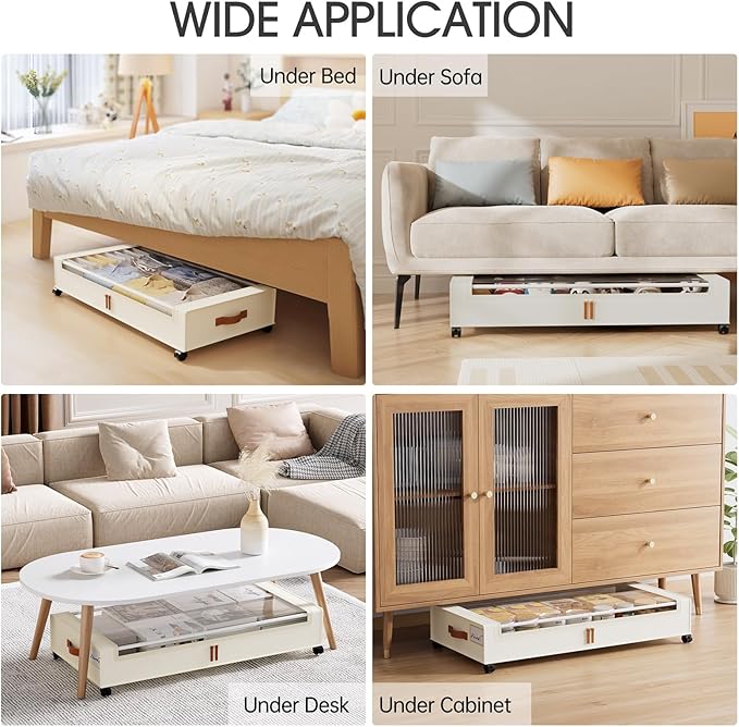 Yecaye Under Bed Storage with Wheels 2Pack, 70L Larger Capacity Under Bed Storage Containers, Underbed Shoe Storage Organizer, Rolling Under Bed Metal Drawers for Clothes, Blankets(35.5 x 17 x 6.7in)