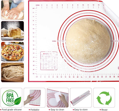 Adjustable Rolling Pin 19 Baking Tool Set and Silicone Baking Pastry Mat Set,Thickness Rings