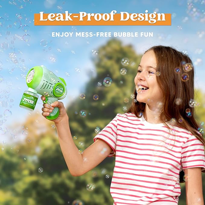 JOYIN 2 Kids Bubble Guns with 4 Bottles Solution, Automatic Bubble Machine Gun with 8 Holes for Kids, Adults, Summer Toys, Easter Basket Stuffers, Birthday Gift, Party Favors