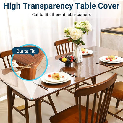 Clear Table Cover Protector Rectangle 14x36 Inch, 1.5mm Transparent Plastic Table Protector Waterproof, Anti-Scratch Clear Desk Mat for Office Desktop Dresser Dining Table, FDA Compliant