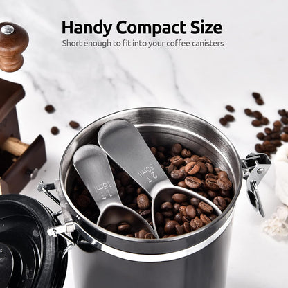 Coffee Scoop: U-Taste 18/8 Stainless Steel Measuring Coffee Scoop 1 tablespoon & 2 tablespoon, Short Handled Measure Scooper for Ground Coffee