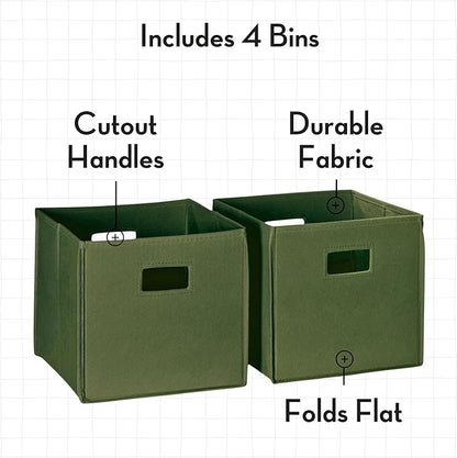 RiverRidge Folding Storage Bins with Handles Olive Cube Storage Organizer for Closet, Bedroom & Playroom - Closet Organizers and Storage Set of 4