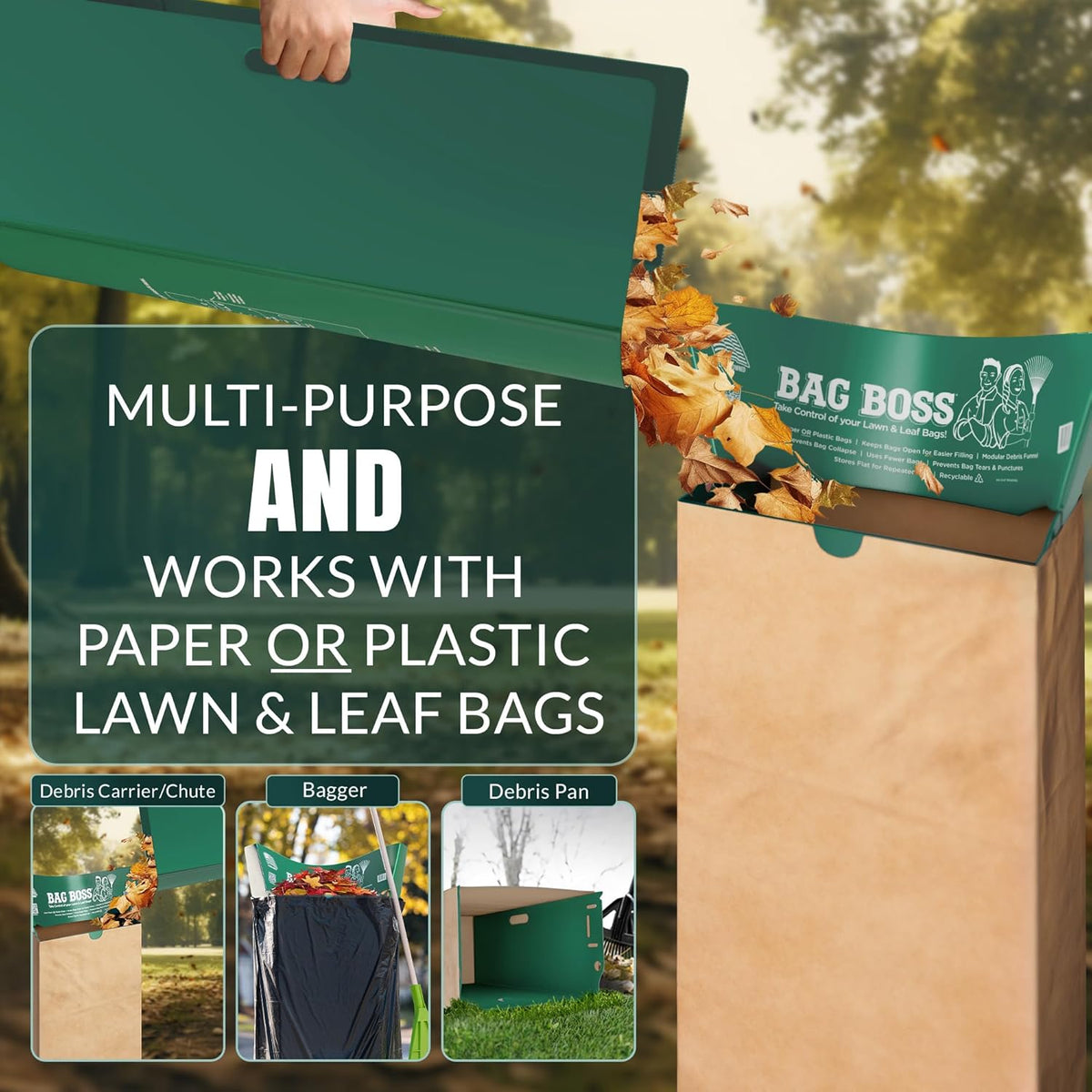 Lawn & Leaf Bag Holder Stand | Fits 33-55 Gallon Paper or Plastic Yard Waste Bags | Foldable Trash Bag Holder Stand