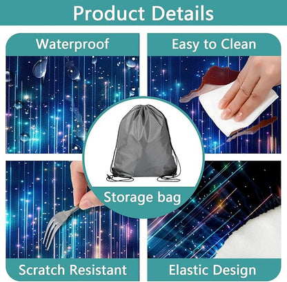 Piano Keyboard Picnic Table Cover with Bench Covers, Camping Essentials, Music Themed Waterproof Windproof, Fitted Tablecloth Cover with Elastic Edge, for Outdoor, Garden, 3 PCS, 30x72 Inch