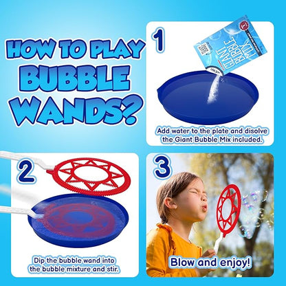 Bubble Wands for Kids | Giant Bubble Wand | Bubbles for Kids | 19,11 Large Bubbles Rings Blowing Set for Big Bubbles Includes 3 Original Mix Kit