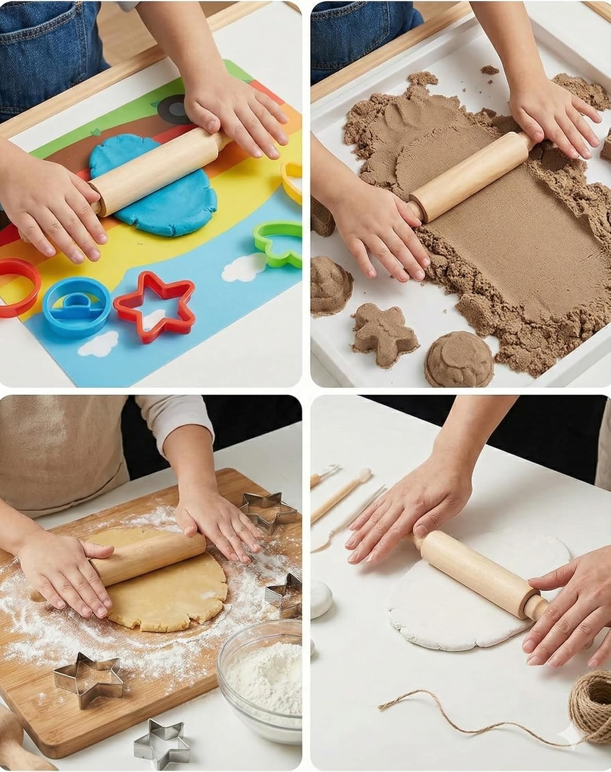 Kids Mini Rolling Pins 8 Inch, 6 Pack