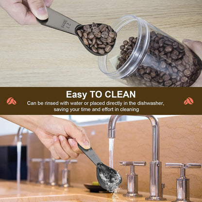 Stainless steel coffee scoop 2-piece set (1 tbsp, 2 tbsp) durable Tablespoon, ergonomic measuring spoon