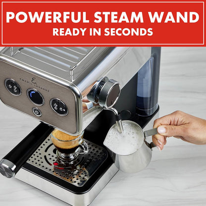 Emeril Lagasse Semi-Automatic 15-Bar Pro Espresso Machine with Milk Frother Steam Wand, Stainless Steel Finish, Double Shot