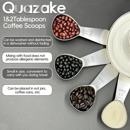 Coffee Scoop 2 tablespoon Measuring Spoons(30ml 2pcs), Ergonomics Design Coffee Scooper 2 tbsp Metal Stainless Steel Manufacture，coffee scoop for