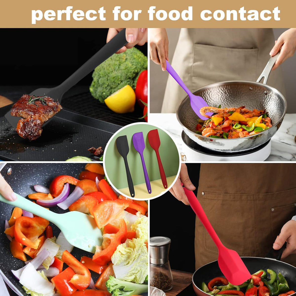 Silicone Spatula Set 6 Pack 8.5 inch Small Rubber Spatula Heat Resistant Mini Silicone Spatula Non-Stick Flexible for Baking Cooking Mixing and
