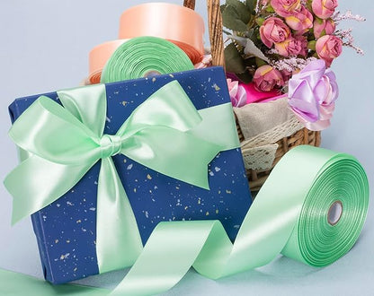 YASEO 1 1/2 Inch Mint Green Solid Satin Ribbon, 50 Yards Craft Fabric Ribbon for Gift Wrapping Floral Bouquets Wedding Party Decoration
