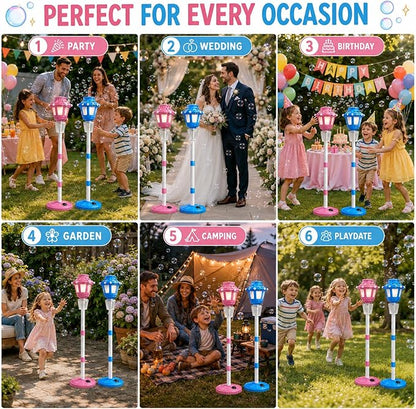 2Pack Bubble Machine for Kids, Rechargable Bubble Maker Bubble Toys with Light, Outdoor Battery Bubbles Blower Machine for Wedding Birthday Party
