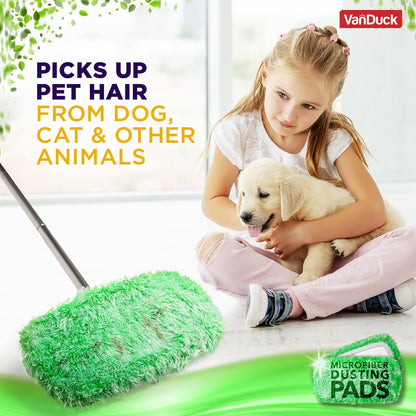VanDuck Floor Duster Refill Compatible with Swiffer Sweeper Mop (4 Pack) - Microfiber Pet Heavy Duty Dry Cloth Refills - Reusable Mop Pad