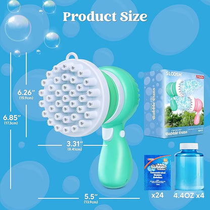 Sloosh 2 PCS Tape-C Charging Bubble Gun Toy for Ages 3-8 Boys Girls with Removable Fan, Bubble Solution, Bubble Machine Gun for Kids, Adults, Summer Toys, Party Favors, Easter, Birthday Gift, Outdoor