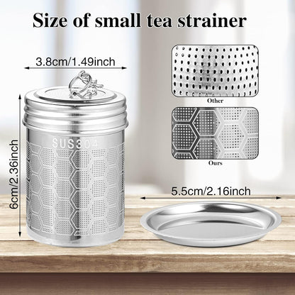 2 Pack Tea Infuser, Tea Strainers for Loose Tea Mesh Stainless Tea Strainer Loose Leaf Tea Steeper Tea Diffuser with Tea Basket and Lid for Black Tea