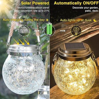 ROSHWEY Solar Lantern Gifts for Women, 2 Pack Hanging Garden Decor Lights Outdoor Waterproof with 30 LED for Halloween Christmas Easter Gift, L Size