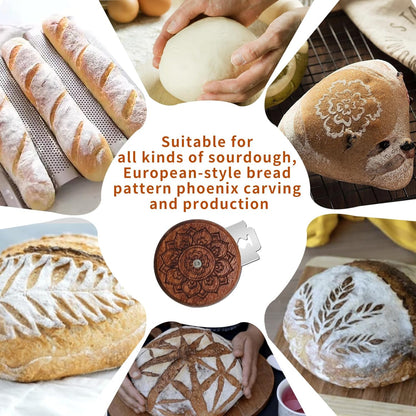 Bread Lame Sourdough Scoring Tool,Wooden Lame Bread Scoring Tool with 5 Razor Blades and Leather Storage Cover