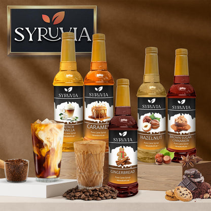 Syruvia White Chocolate Mocha Syrup For Coffee 25.4 Oz. - Kosher & Gluten Free, No Coloring, Perfect for Drinks, Soda, Shakes, Desserts, and More.