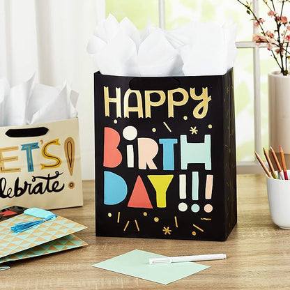 Hallmark Celebrate Gift Bags Assortment with Tissue Paper (Pack of 3: 2 Large 13" and 1 Medium 7" Gift Bags for Birthdays, Baby Showers and More)