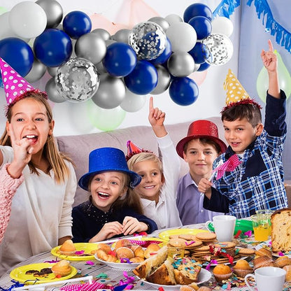 NACHLYNN 60 Packs Navy Blue Party Confetti Balloons 12 Inches Birthday Balloon for Baby Shower Birthday Blue and White Graduation Party Decorations