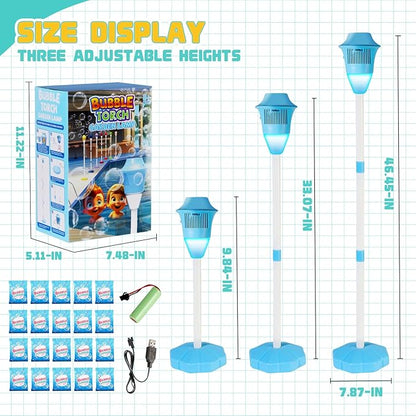 Automatic Bubble Machine, Outdoor Vertical Bubble Machine with Rechargeable Batteries and Lights Music for Kids and Adults Wedding Birthday Party, No Leak Bubble Blower