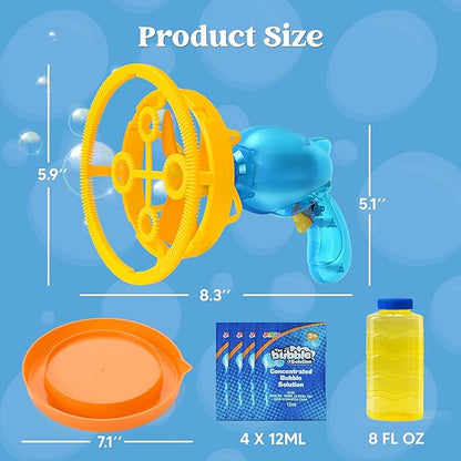 Sloosh Whale Bubble Gun with Refill Solution, Bubble Gun Machine Blower Toy for Kids, Adults, Party Favors, Summer, Easter Basket Stuffers, Birthday Gift