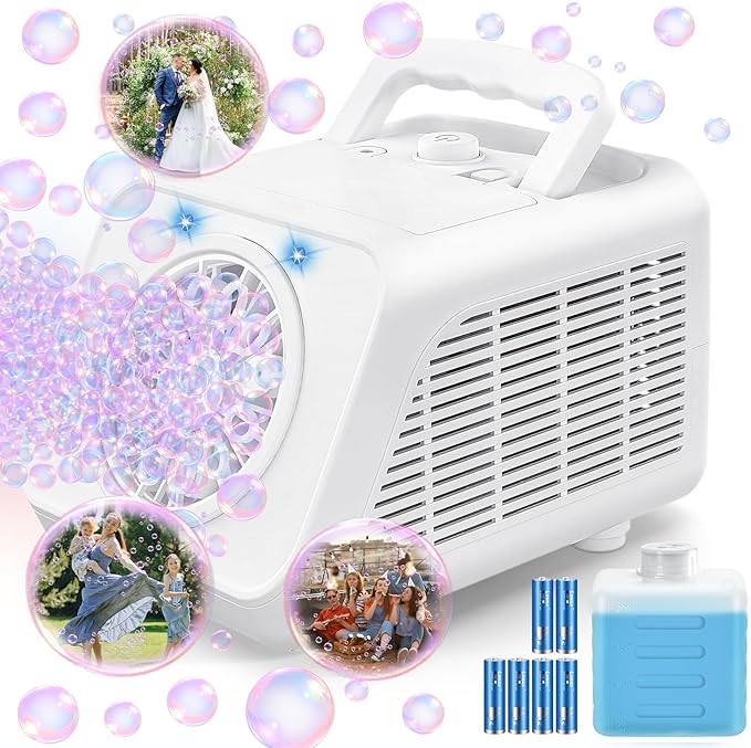 Kizmore Automatic Bubble Machine for Kids: Battery Operated Bubble Maker for Toddlers 3+ Contain 6 AA Battery| Indoor Outdoor Toys for Birthday Wedding Party