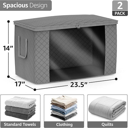 Sorbus Foldable Storage Bag Organizers, Large Clear Window & Carry Handles, Great for Clothes, Blankets, Closets, Bedrooms, and more