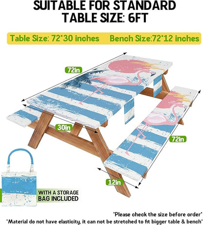 Picnic Table Cover with Bench Covers Table Cloth Tablecover Camping Essentials Camp Must Haves Camper Gear Outdoor Accessories River Water Motorhome Trailer Tent Rv Car Travel Activities Set Accessary