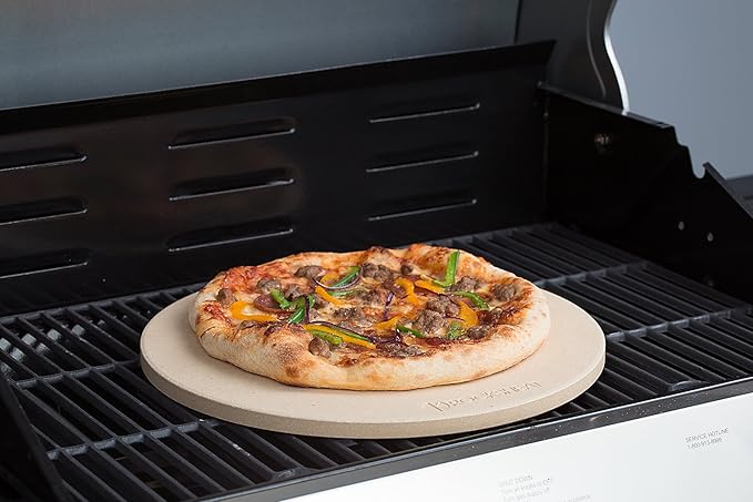 K ROCKSHEAT 15 Inch Round Pizza Stone for Oven Grill BBQ, Cordierite Large Pizza Grilling Stone, Durable Bread Baking Stone 15"