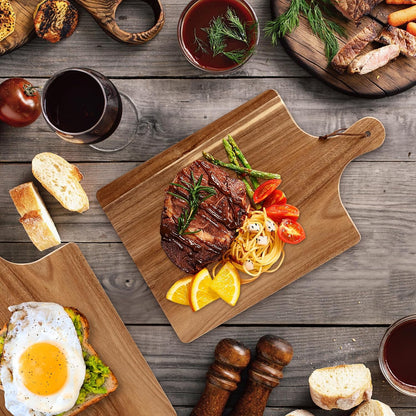 12 Pack Acacia Wood Cutting Board,Bulk Charcuterie Boards with Handle