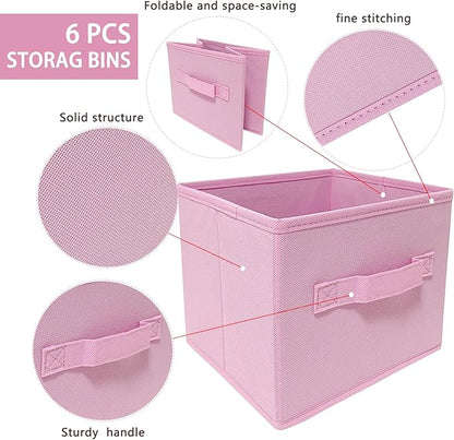EBIGIC Pink Storage Bins 3Pack 9.0"x7.5"x7.5" Fabirc Foldable Closet Toy Organizer Collapsible Cloth