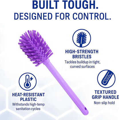SPARTA Large Water Bottle Brush Ideal for Wide-Mouth Jars, Bottles and Tumblers, Dishwashing Tool with Handle for Home and Commercial Kitchens, Plastic, 12 Inches, Purple, (Pack of 6)