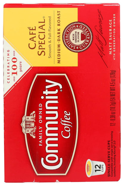 Community Coffee Cafe Special, 12 Count Single Serve Coffee Pods, Medium Dark Roast, Compatible with Keurig K-cup Brewers, 12 Count (Pack of 1)