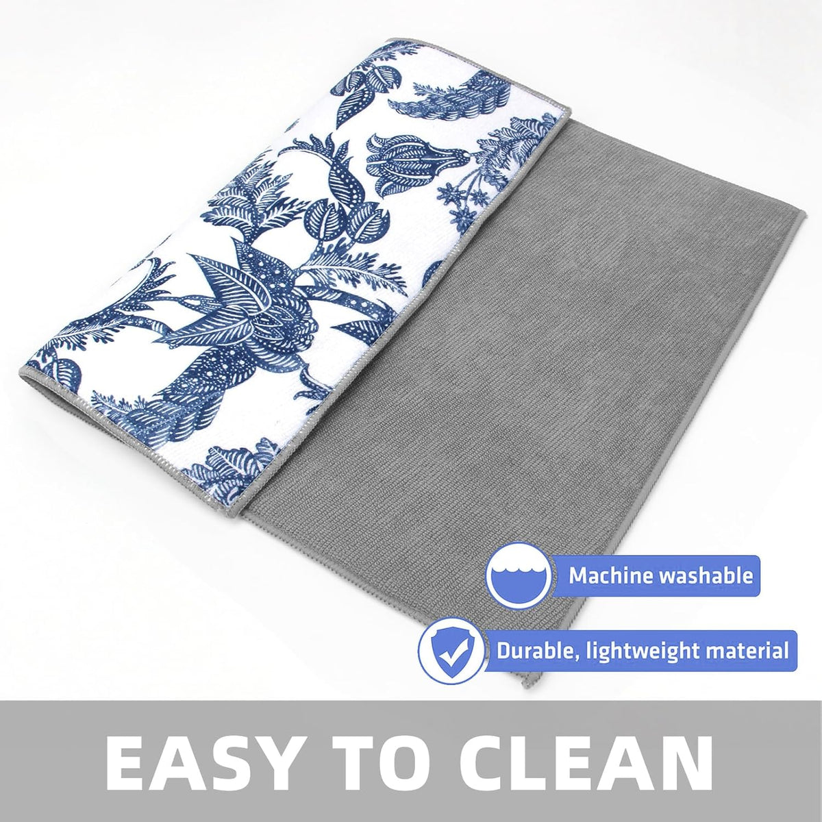 Dish Drying Mat Floral Print Microfiber kitchen drying mat, 20x15 inches, Dish Drying Mats for Kitchen Counter, Super Absorbent, Anti-Slip, Fast Drying, Kitchen Must-Have