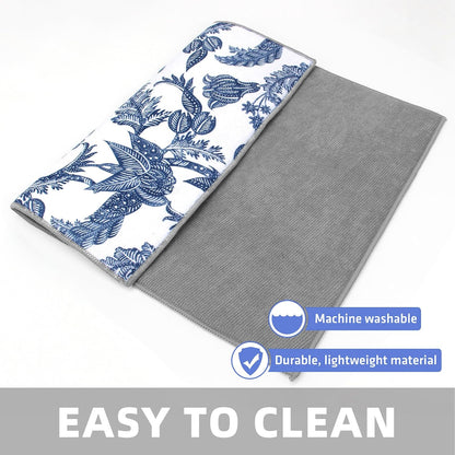 Dish Drying Mat Floral Print Microfiber kitchen drying mat, 20x15 inches, Dish Drying Mats for Kitchen Counter, Super Absorbent, Anti-Slip, Fast Drying, Kitchen Must-Have