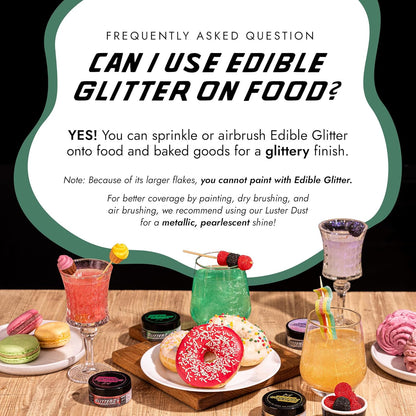 Monégasque Emerald Green Edible Glitter for Drinks 10g – Green Edible Glitter for Cakes & Cocktails