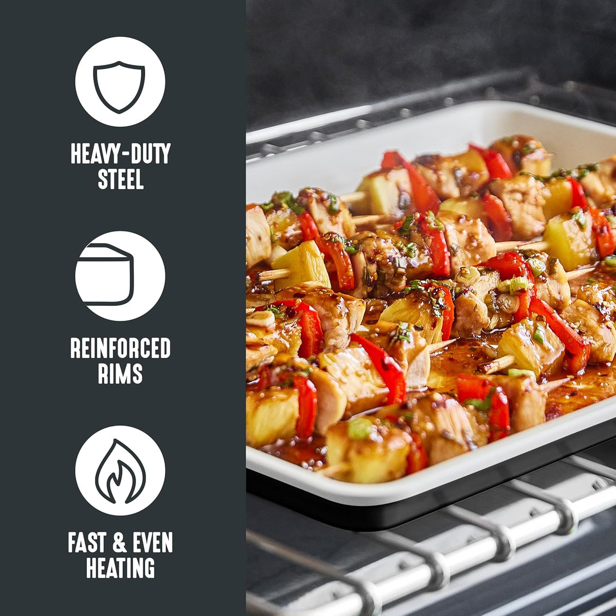 GreenLife Bakeware 18” x 13” Half Cookie Sheet Baking Pan, Non-Toxic PFAS-Free Healthy Ceramic Nonstick, Oven Safe to 450°F, Easy Release