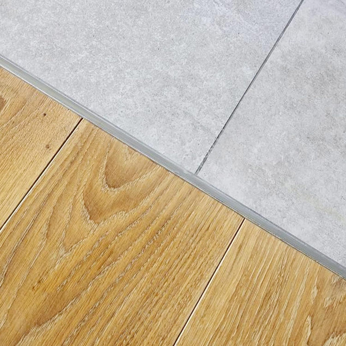 3Pcs Aluminum T Molding Trim & Floor Transition Strips, Flat Divider Strip for Door Threshold and Joining Flooring Gaps of Laminate Planks Tile (2.9Ft x 0.8In, Matte Silver)