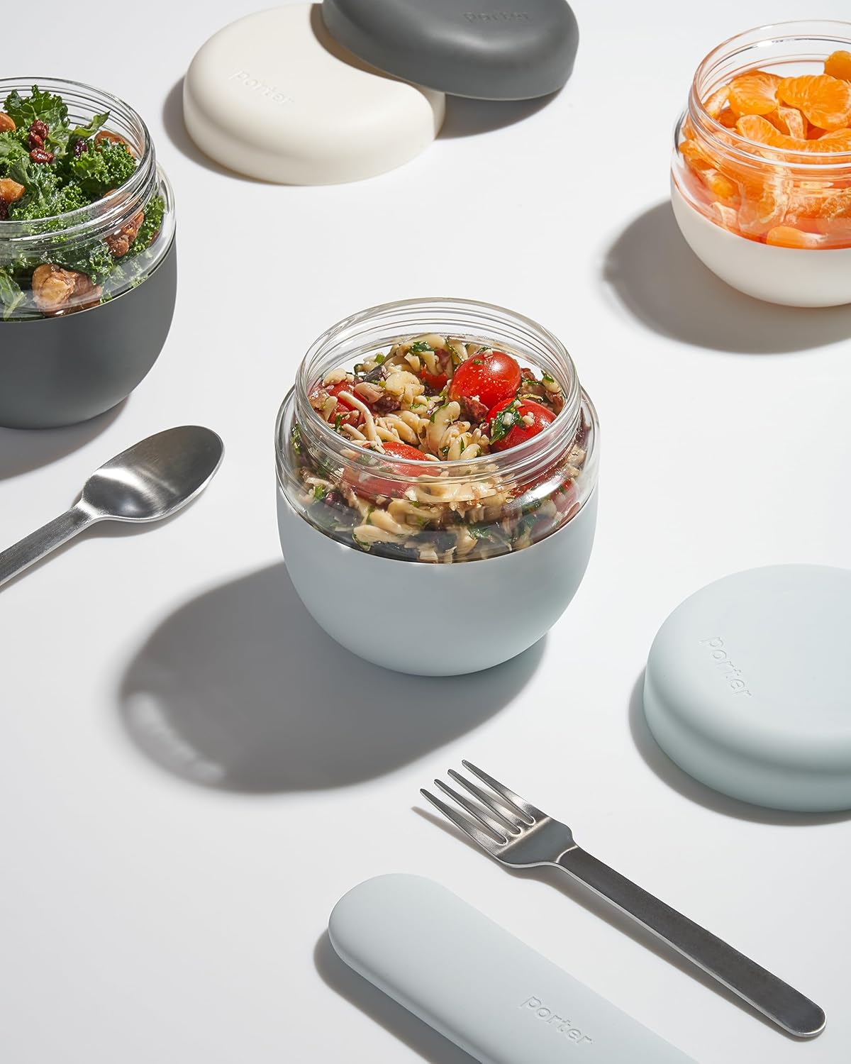 W&P Porter Seal Tight Glass Lunch Bowl Container w/ Lid | Slate 24 Ounces | Leak & Spill Proof, Soup & Stew Food Storage, Meal Prep, Airtight, Microwave and Dishwasher Safe, BPA-Free Glass