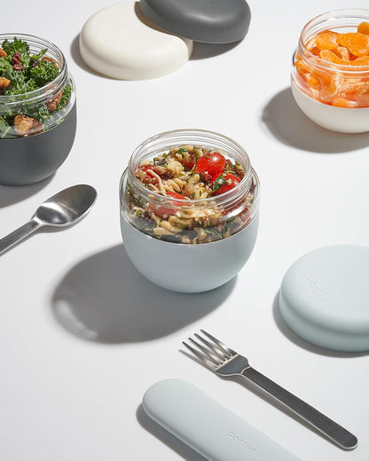 W&P Porter Seal Tight Glass Lunch Bowl Container w/ Lid | Slate 24 Ounces | Leak & Spill Proof, Soup & Stew Food Storage, Meal Prep, Airtight, Microwave and Dishwasher Safe, BPA-Free Glass