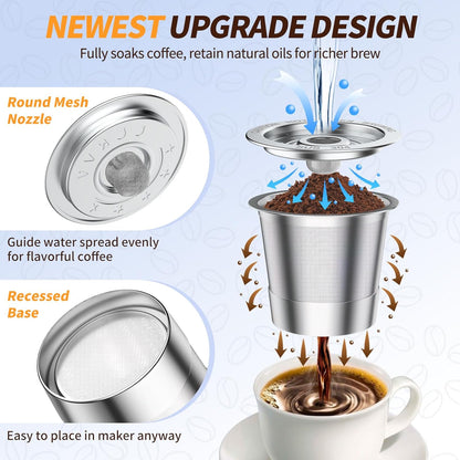 4 Pack K Cup Reusable Coffee Pods for Keurig: Stainless Steel Refillable K Cup - Reusable Coffee Filter for Keurig 1.0 Coffee Maker, Permanent