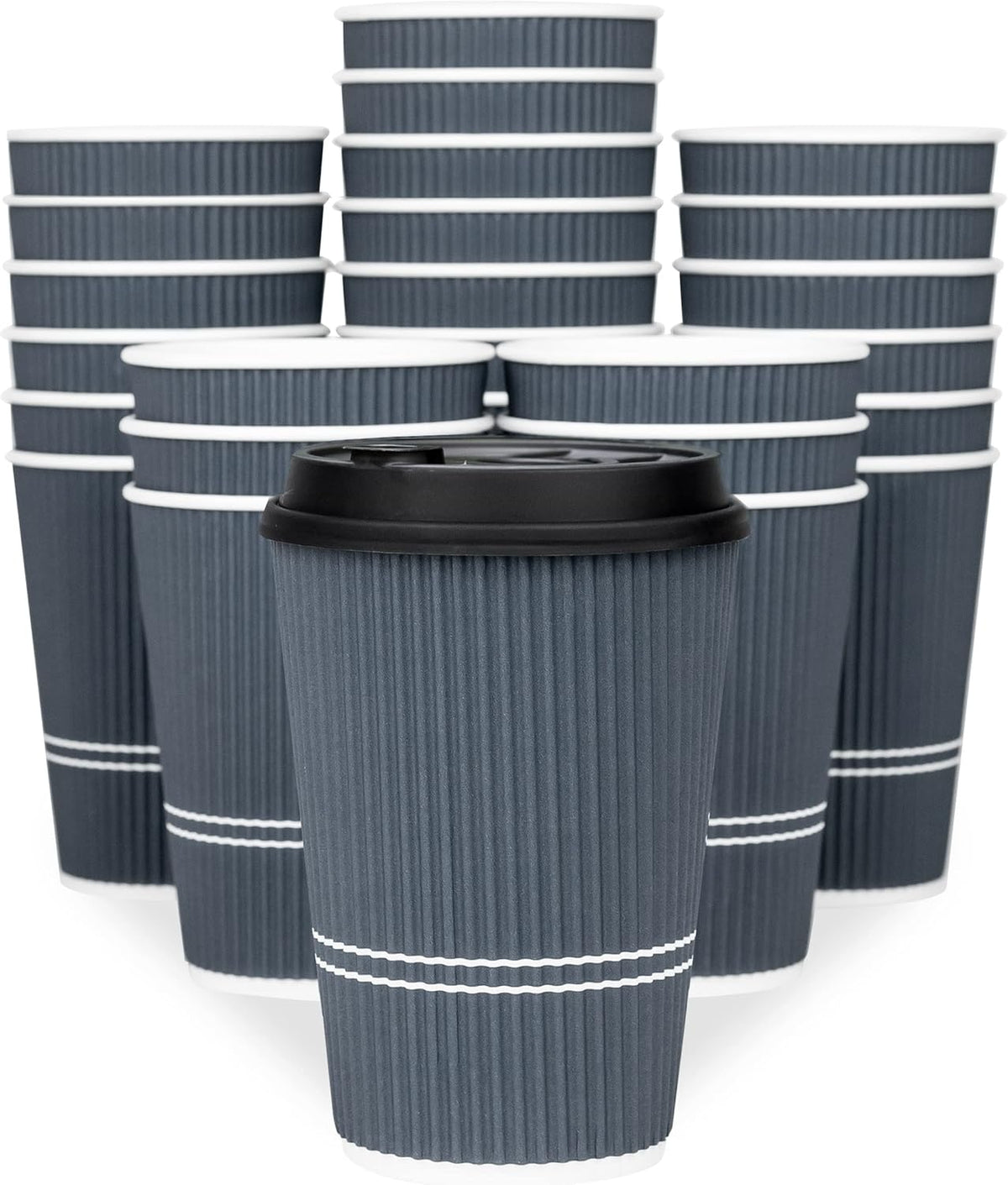 Disposable Coffee Cups With Lids - 12 oz To Go Coffee Cup With Lid (80 Set). Durable Togo Travel Paper Hot Cups Insulated For Hot and Cold Beverage