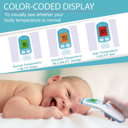 Amplim Non-Contact Forehead Thermometer & Case for Adults, Kids, Baby, FDA Cleared, Medical Grade, Touchless Infrared, 1-Sec Reading, Fever Alarm