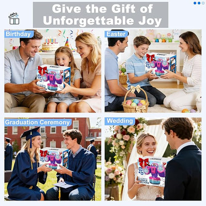 Rechargeable Bubble Machine with Remote Control: 30,000 Bubbles/Min, Type-C, Auto 360° Rotation Bubble Blower with RGB Lights - Creates Magic for Kids Parties, Birthday, Weddings, Outdoor Events