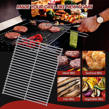 BBQ Grill Grates Replacement for Cuisinart Gas Grill CGG-200, CGG-220, CGG-240, Stainless Steel Cooking Grate Grids Gas Grill Parts Accessories 18 Inch for All Foods Portable Gas Grillls