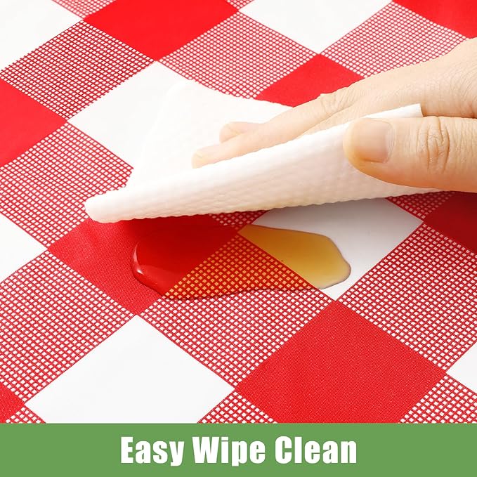 Smiry 5 Pack Red Gingham Disposable Tablecloths - 54" x 108" Heavy Duty Plastic Table Cloth, Waterproof Buffalo Plaid Table Covers for Picnic, Banquets, Outdoor Parties