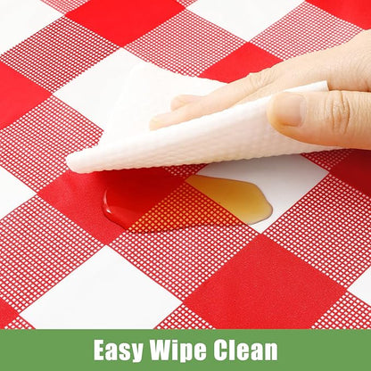 Smiry 5 Pack Red Gingham Disposable Tablecloths - 54" x 108" Heavy Duty Plastic Table Cloth, Waterproof Buffalo Plaid Table Covers for Picnic, Banquets, Outdoor Parties