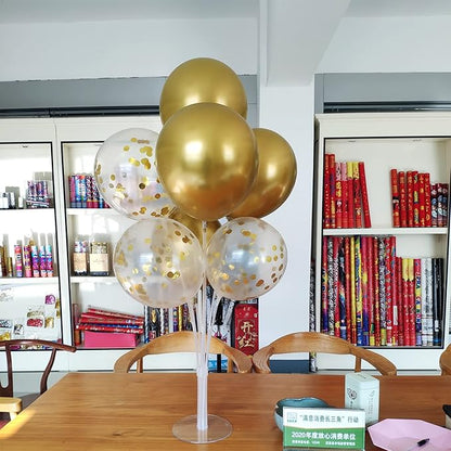 ZJDHPTY Gold Party Decorations,4 Set Balloon Stand with Pump and Gold Balloons for Birthday Bridal Shower Wedding Anniversary Retirement Mother's Day Father's Day New Year Graduation Decorations 2026